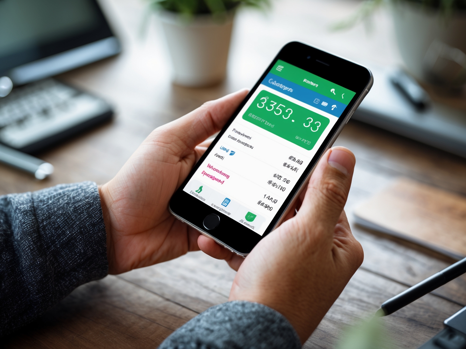 Mobile app tracking daily expenses with digital receipts